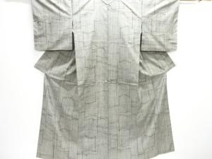 未使用品　抽象瓦模様織り出し手織り紬着物